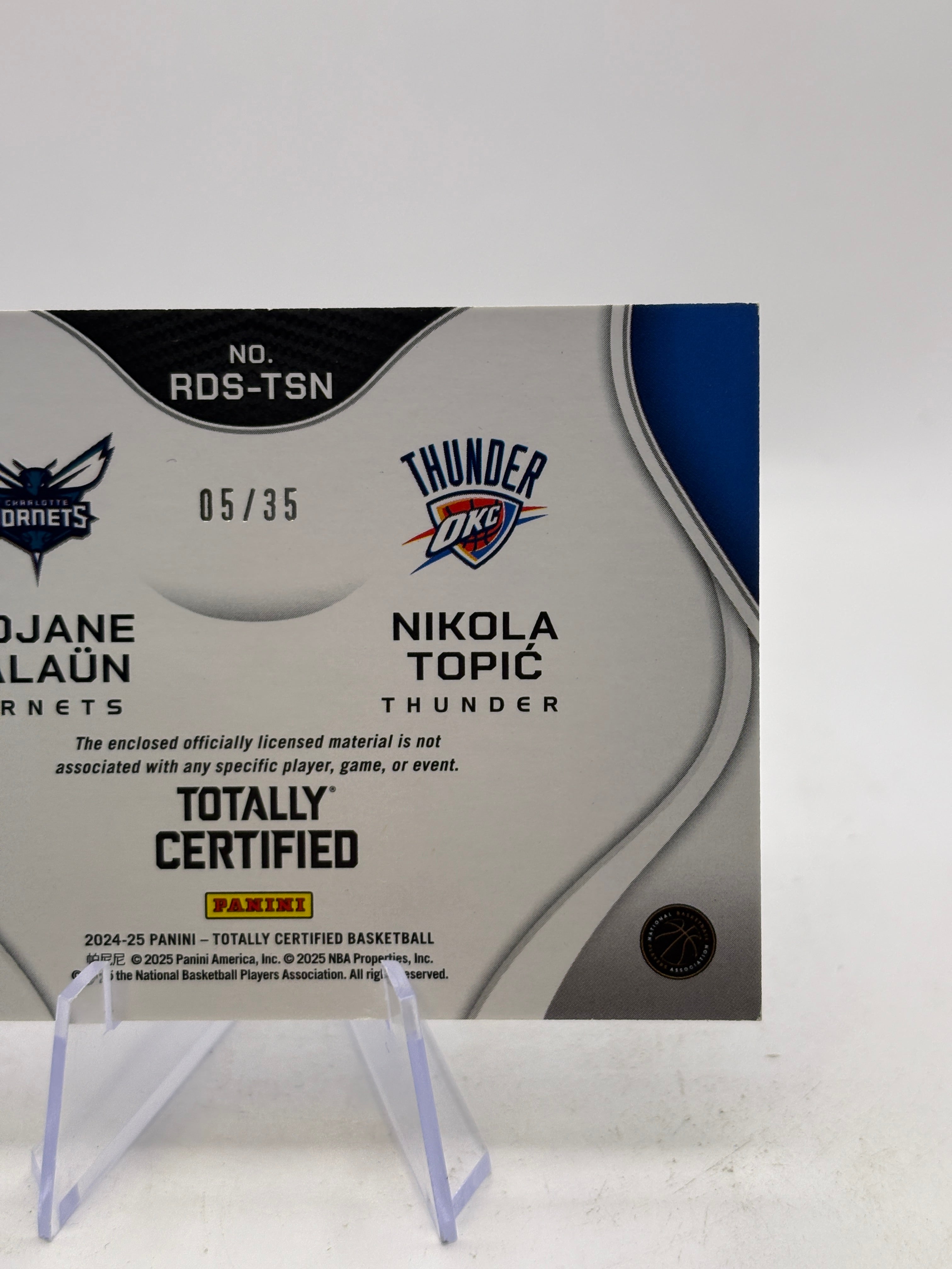 2024-25 Panini Totally Certified #RDS-TSN Tidjane Salaun Nikola Topic 05/35 Blue Camo Dual Patch